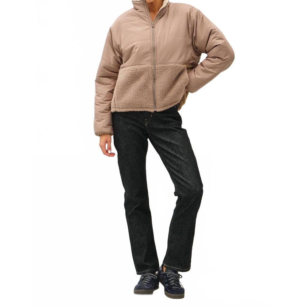 NEW BE COOL reversible sherpa block puffer jacket in mocha